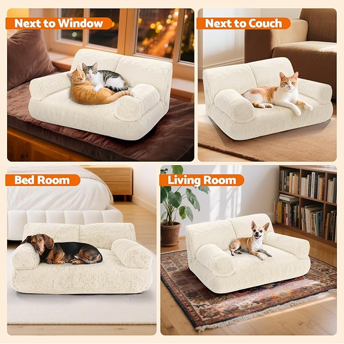 Gimars Upgrade Large Cat Bed for Indoor Cats -Added 10% More Stuff Sponge, Orthopedic Pet Couch