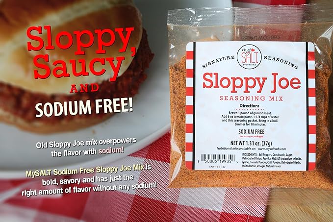 MySALT Sloppy Joe Sauce Mix 5 Pack ??Salt-Free Sloppy Joe Seasoning for Quick, Heart-Healthy Meals
