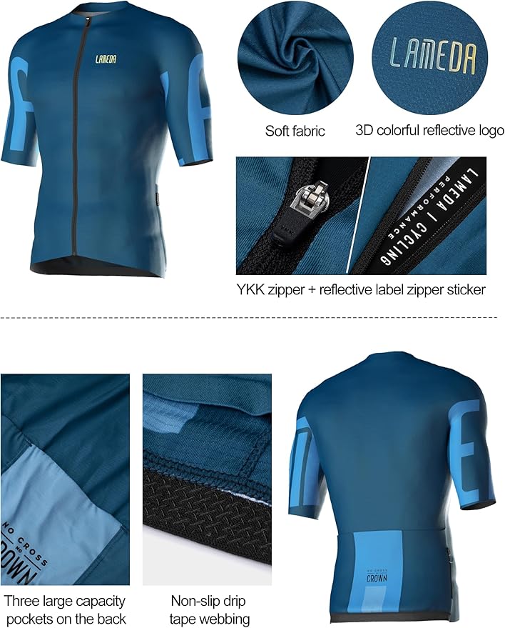 LAMEDA Men's Cycling Jersey Breathable Lightweight Bike Jersey Short Sleeve Quick Dry Moisture