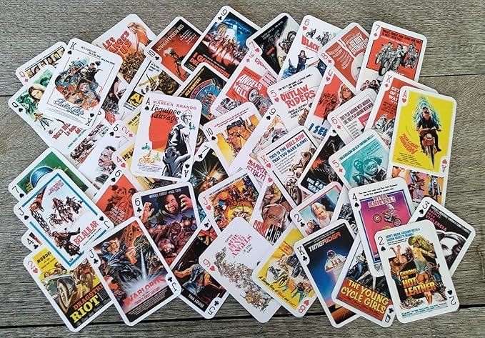 Bikers Playing Cards (Poker Deck 54 Cards All Different) Vintage Bikers Riders Movie Posters