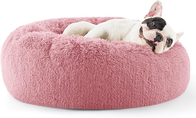 Bedsure Calming Dog Bed for Small Dogs - Donut Washable Small Pet Bed, 23 inches Anti-Slip Round