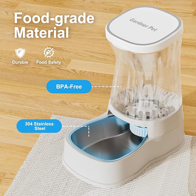 Automatic Gravity Water Dispenser for Dogs, 1Gallon Stainless Steel Water Bowl Dispenser, 100%