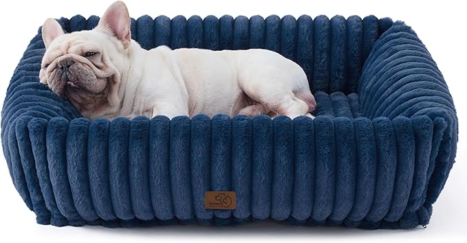 Bedsure Cute Dog Beds Large Sized Dog - Washable Furry Pet Beds, Rectangle Orthopedic Corduroy