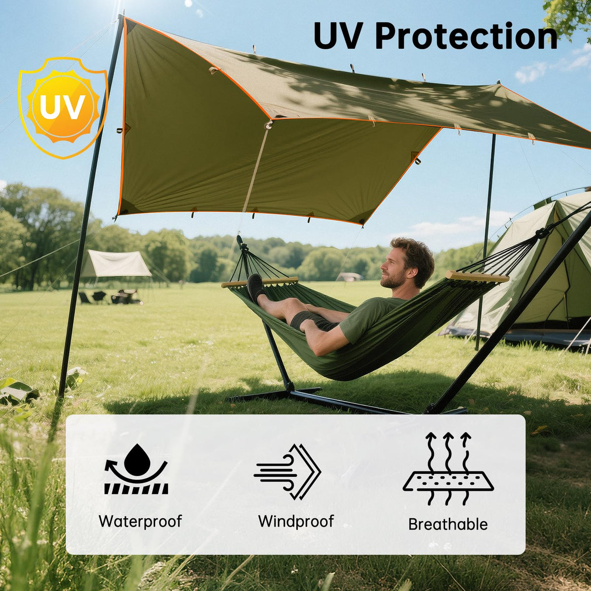 FREE SOLDIER Camping Tarp - 10 x 13ft, Waterproof, Brown - product view 4