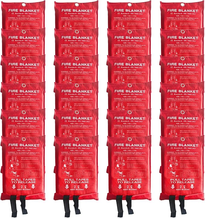 24 Packs Fire Blanket ??39.37x39.37 Inches, 1100??Heat Resistant, Emergency Fire Suppression