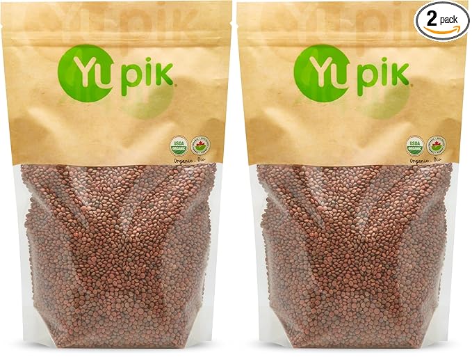 Yupik Organic Lentils, Brown, 2.2 lb, Non-GMO, Vegan, Gluten-Free (Pack of 2)