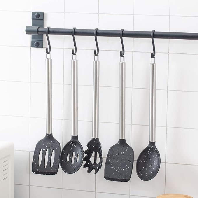 COOK WITH COLOR Silicone Cooking Utensils, Kitchen Utensil Set, Easy to Clean Silicone Kitchen