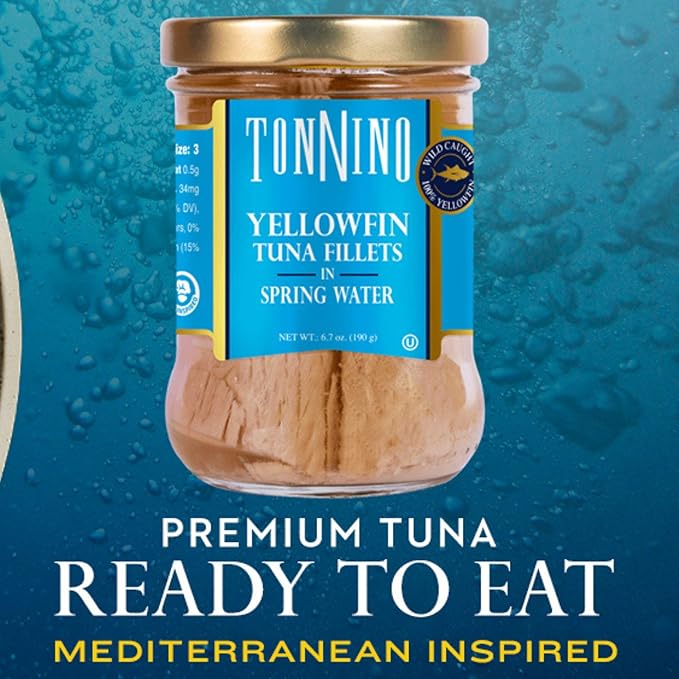 Tonnino Yellowfin Tuna Fish Premium ??Spring Water ??Pack of 6 ??Alternative to Salmon ??Protein