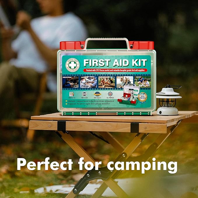 General Medi 295 Pieces Professional First Aid Kit - HardCase First Aid Box - Contains Premium