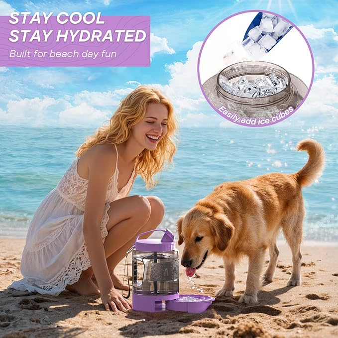 Dog Water Bottle Portable Travel - 77oz Large Travel Water Bowl for Dogs Camping Hiking Beach