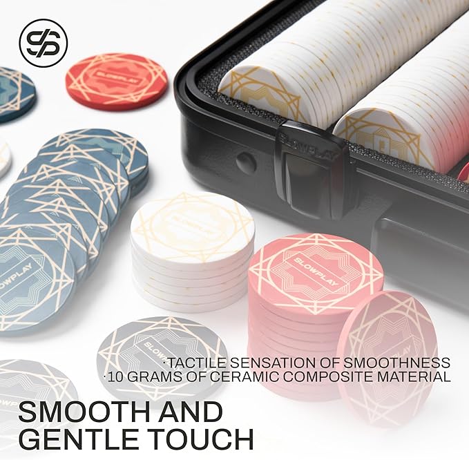 SLOWPLAY Nash Ceramic Poker Chips Set for Texas Hold'em, 300 PCS [Blank Chips], 43mm & 12g Each |