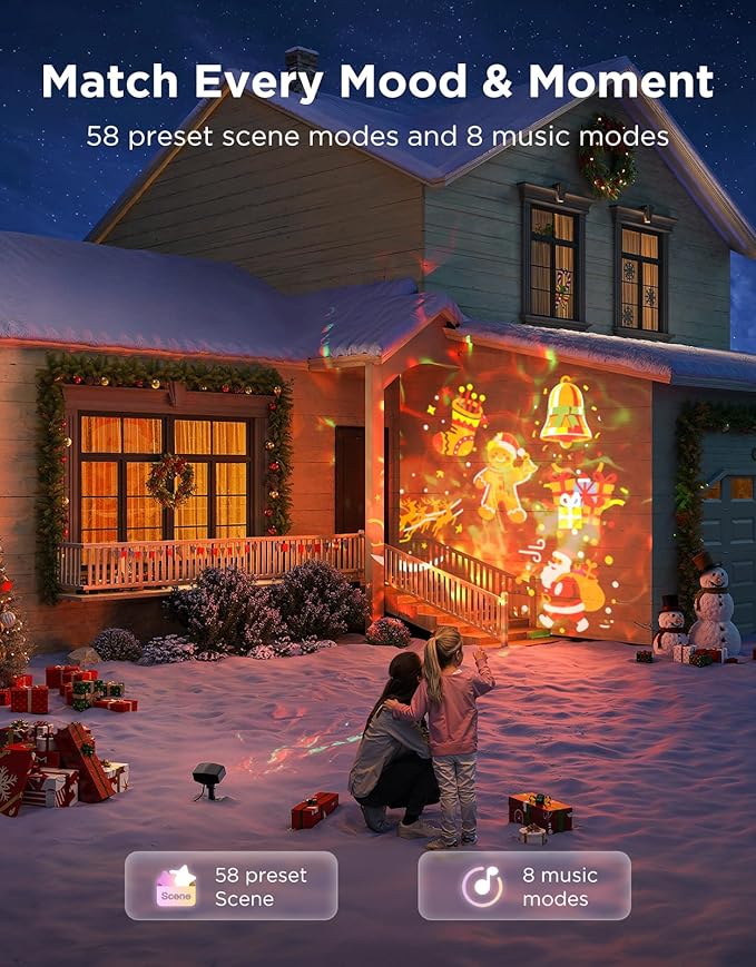 Govee Outdoor Decoration Projector Light, 20W LED Snowflake Projector, IP67 Waterproof, 180°
