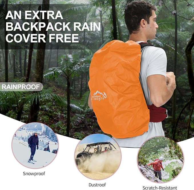 Hiking Backpack, Waterproof Hiking Daypack with 3L Water Bladder and Rain Cover, Lightweight Travel