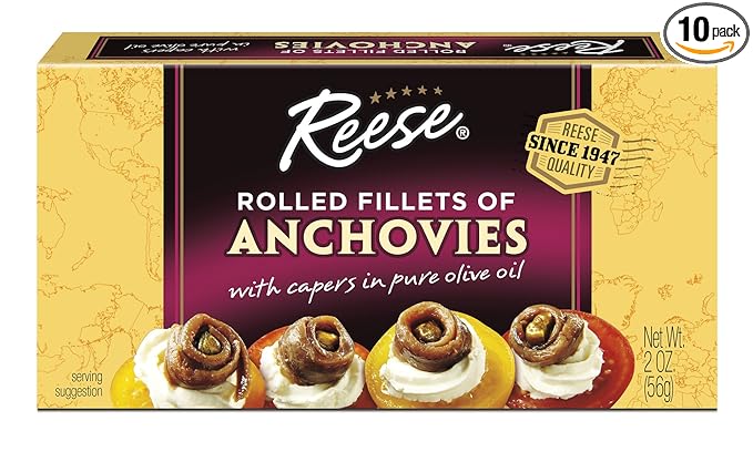 Reese Rolled Anchovies, 2 Ounce Tins (Pack of 10)