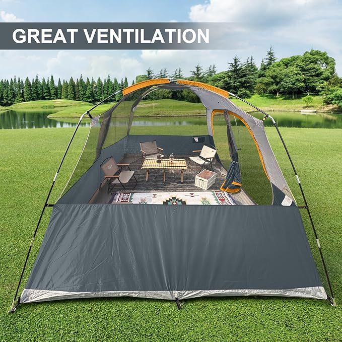 CAMPROS CP Tent 8 Person Camping Tents, Waterproof Windproof Family Tent with Top Rainfly, Large