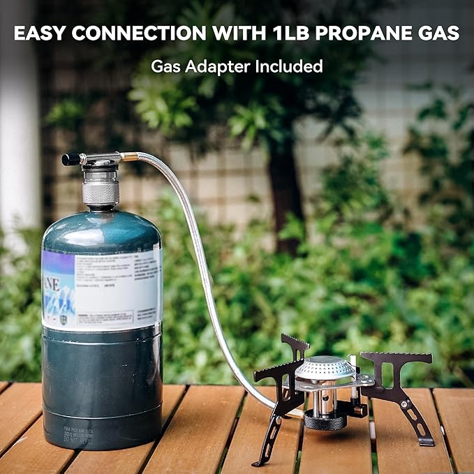 ONLYFIRE Portable Camping Gas Stove, Backpacking Camp Stove with Piezo Ignition, 1LB Propane