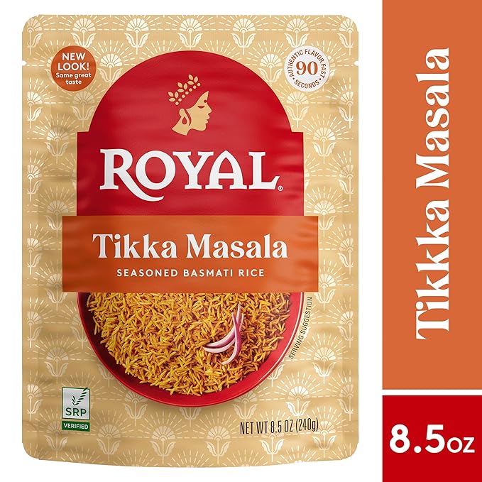 Royal Ready-to-Heat Tikka Masala Seasoned Basmati Rice (8.5oz, Pack of 6)