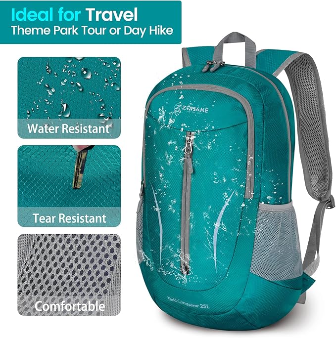 ZOMAKE Ultra Lightweight Packable Backpack 25L, Foldable Hiking Backpacks Water Resistant Small