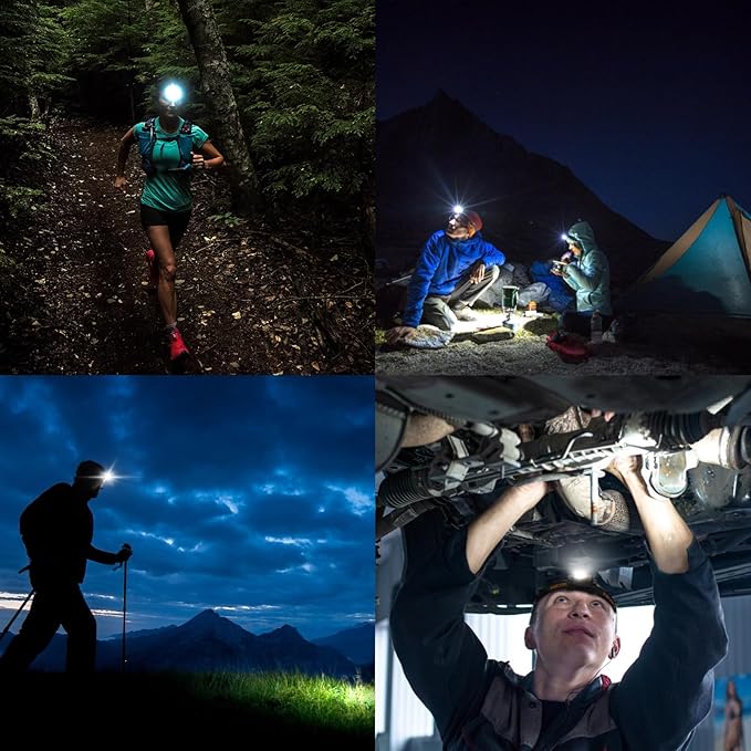 NICRON H15T Headlamp Rechargeable, 500 Lumens LED Headlamp with Red Light, IP67 Waterproof 8 Modes
