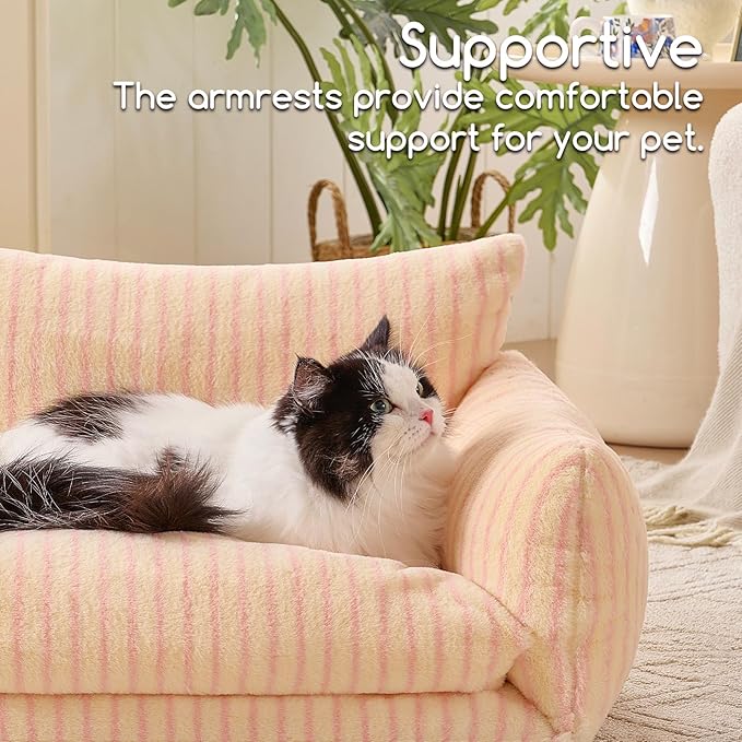 Hollypet Cat Bed Fluffy Plush Mutifuctional Double-Layer Soft Pet Couch Orthopedic Sofa Nest Beds