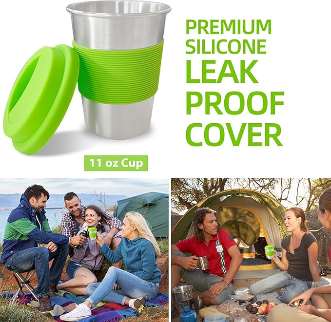 Acelane Camping Mess Kit Camping Plates Dishes Stainless Steel Camping Utensils Set Tableware