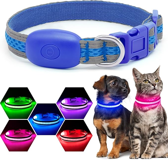 Flashseen LED Cat Collar,Light Up Dog Collar Rechargeable, Dog Lights for Night Walking