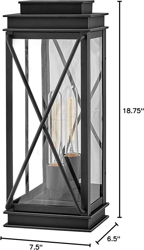 Hinkley Montecito Medium Wall Mount Outdoor Lantern - Modern, 1-Light, Aluminum, Clear Glass