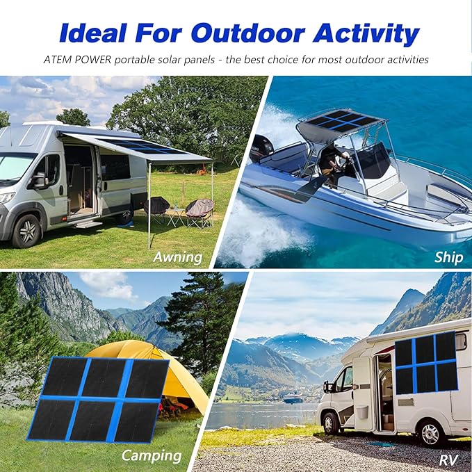 ATEM POWER 300W Portable Solar Panel, Foldable Solar Panel HPBC Chip, 20A MPPT Charger Controller