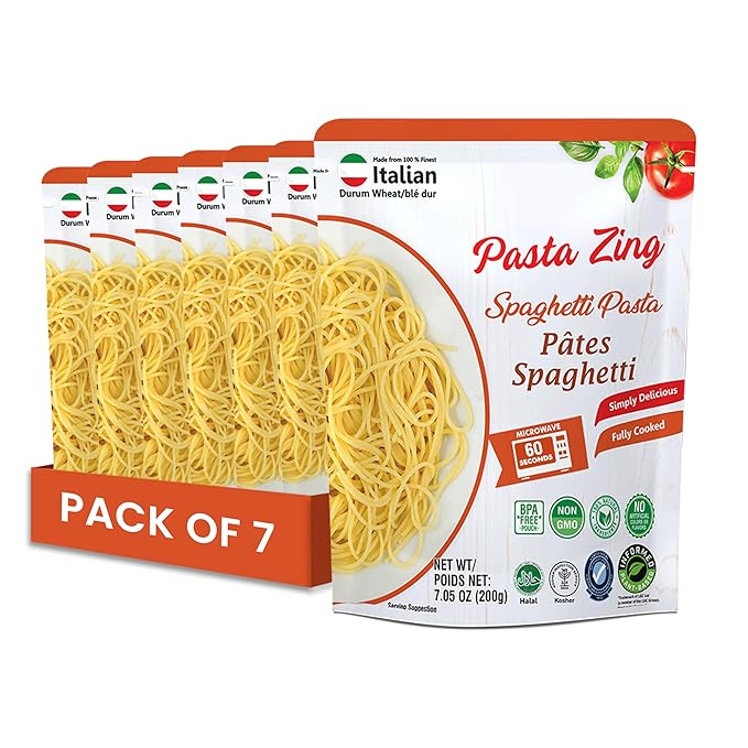 Pasta Zing Spaghetti Pasta Made with Italian Durum Wheat | Ready to Eat Meals in 60 seconds | Fully
