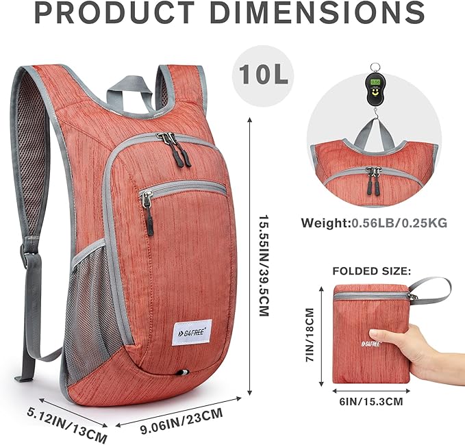 G4Free 10L/15L Hiking Backpack Lightweight Packable Hiking Daypack Small Travel Outdoor Foldable