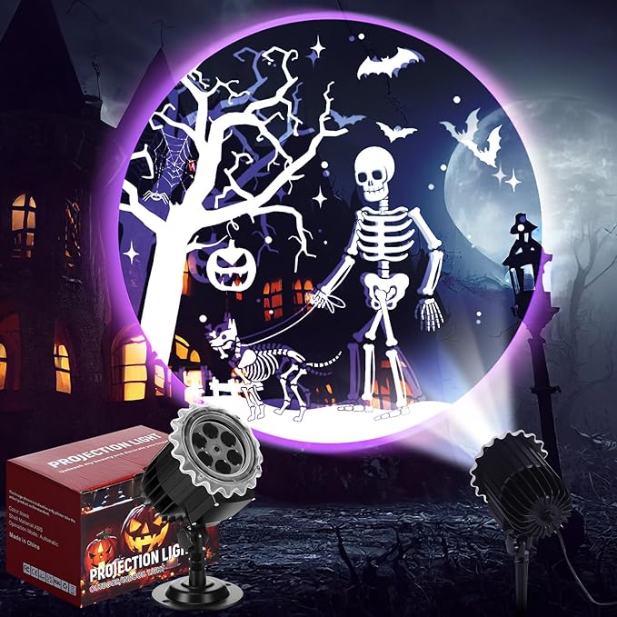 Halloween Projector Light with 1 Film Slides Holiday LED Projector Lights Outdoor Reflectors