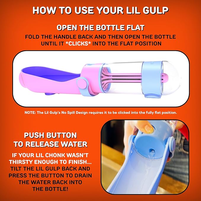 Lil Gulp Dog Water Bottle | Advanced Carbon Filtration for Safe Filtered Water on The Go | BPA-Free