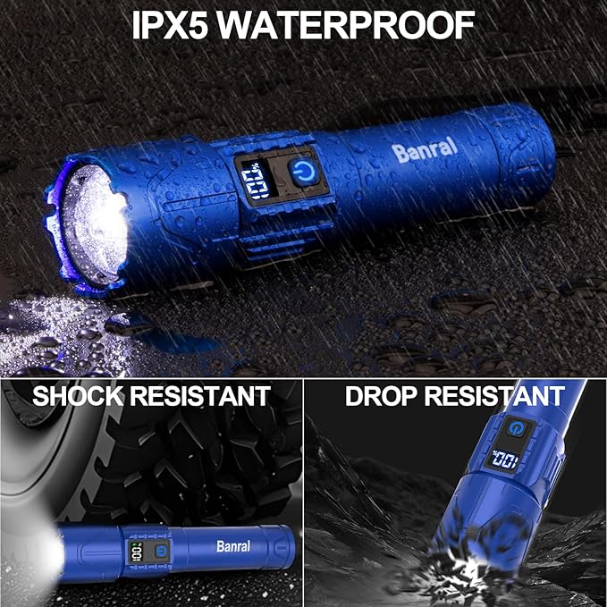 Rechargeable Flashlights High Lumens - Super Bright LED Tactical Flash Light, Powerful Waterproof
