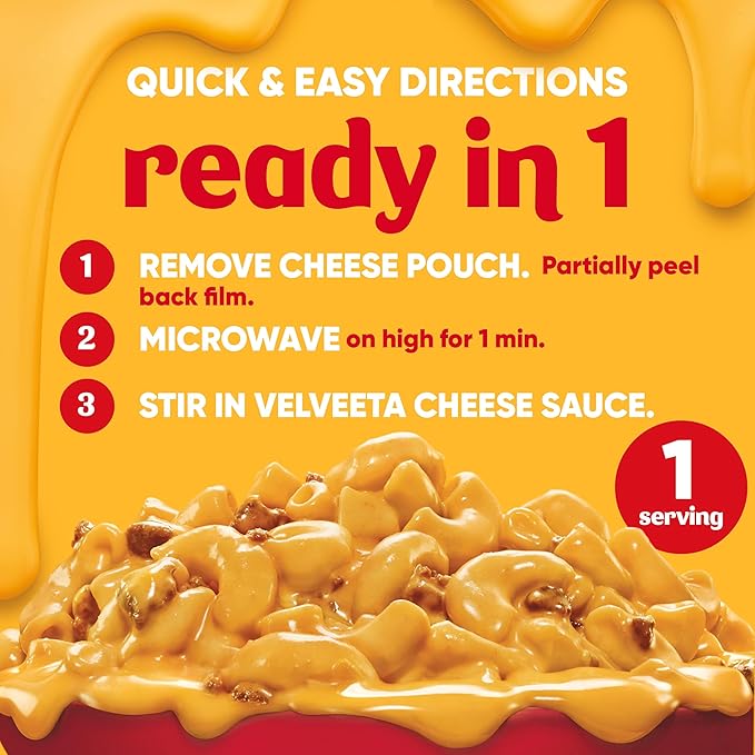 Velveeta Cheesy Bowls Ultimate Cheeseburger Mac Microwave Meal, 9 oz Tray