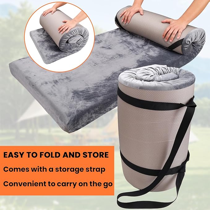 Memory Foam Sleeping Pad Camping Mattress,3 Inch Thick Portable Floor Mat for Adult Waterproof