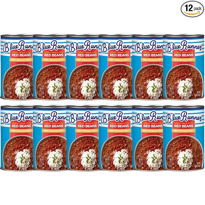 Blue Runner New Orleans Spicy Creole Cream Style Red Beans 16oz Can (Pack of 12)