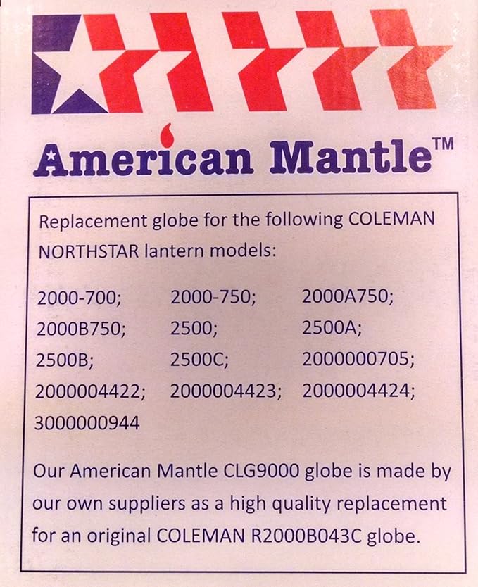 American Mantle Replacement Lantern Globe for Coleman Northstar Lanterns - 3.87"x4.6"x5.9"