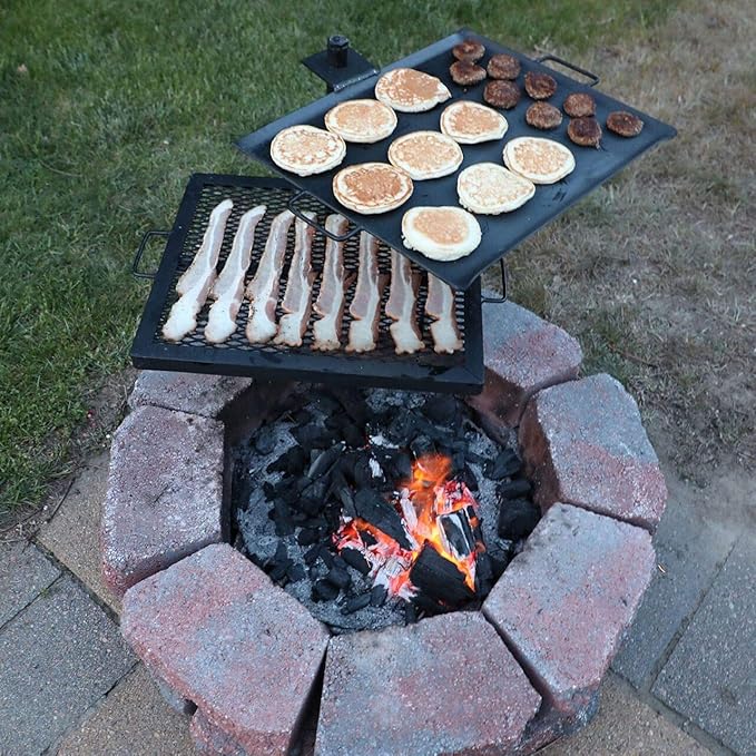GameMaker Open Fire Cooking Grill ??Portable Campfire Grill for Open Flame Cooking, Firepits