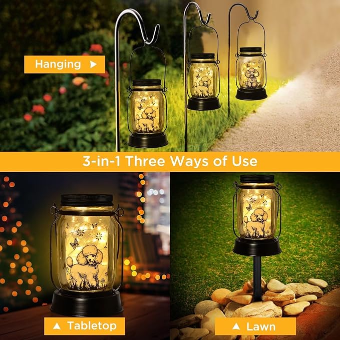 Poodle Gifts for Women/Men, Poodle Solar Lanterns Dog Mom Birthday, Dog Lovers Lantern, Pet Loss
