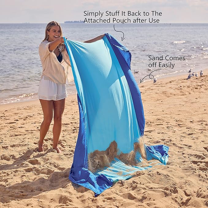 WEKAPO Beach Blanket Sandproof Waterproof, Extra Large Beach Mat, Oversized & Compact Sand Free Mat