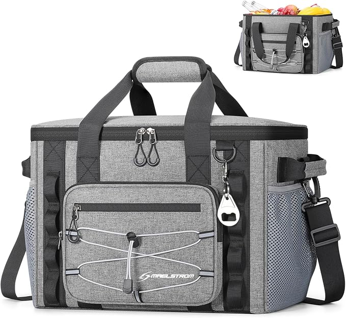 Maelstrom Soft Sided Cooler Bag, 30/40 Can Collapsible Insulated Ice Chest, Large Leakproof Camping
