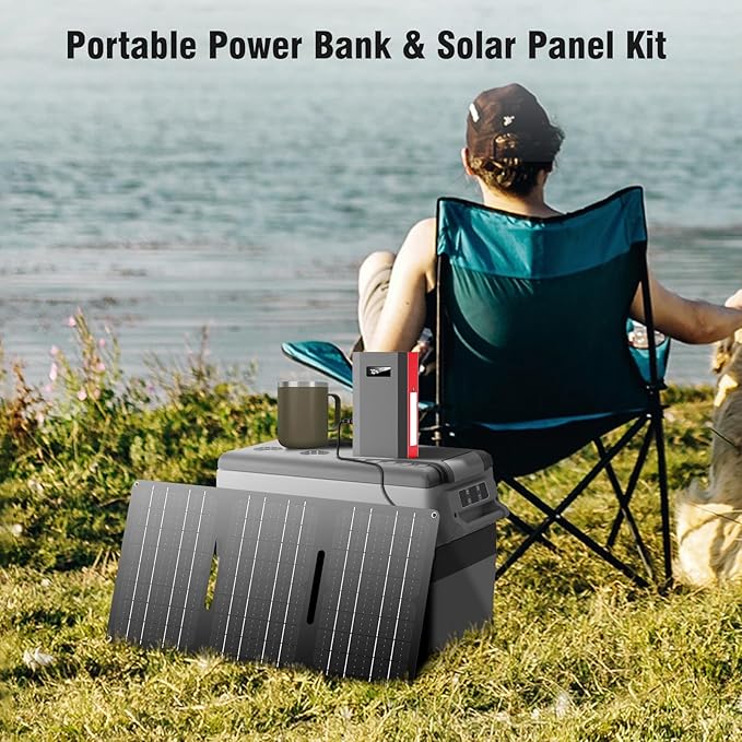 Portable Solar Power Bank with AC Outlet 65W 110V External Battery Pack, 24000mAh Portable Laptop