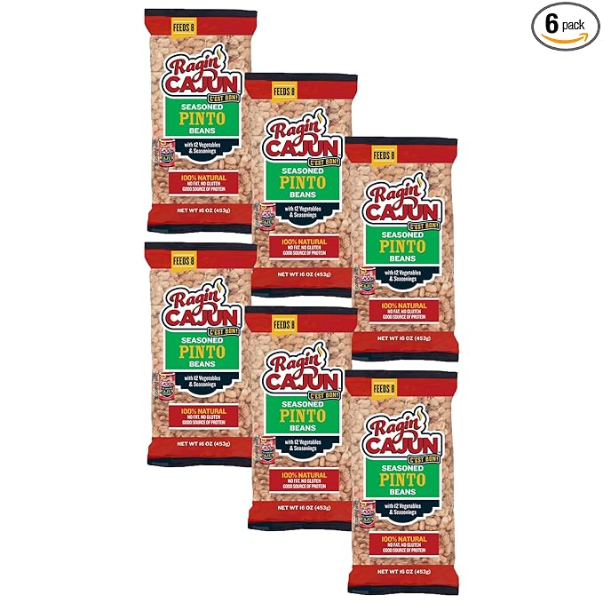Seasoned Piñto Beans 16 oz Ragin Cajun (Pack of 6)