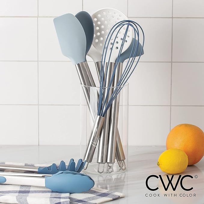 COOK WITH COLOR Silicone Cooking Utensils, Kitchen Utensil Set, Easy to Clean Silicone Kitchen