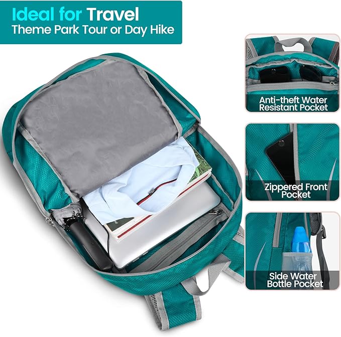 ZOMAKE Ultra Lightweight Packable Backpack 25L, Foldable Hiking Backpacks Water Resistant Small