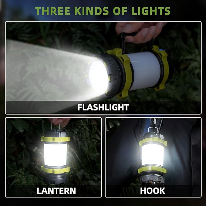 Camping Lantern Rechargeable, Alpswolf Camping Flashlight 4000 Capacity, 6 Modes, IPX4 Waterproof