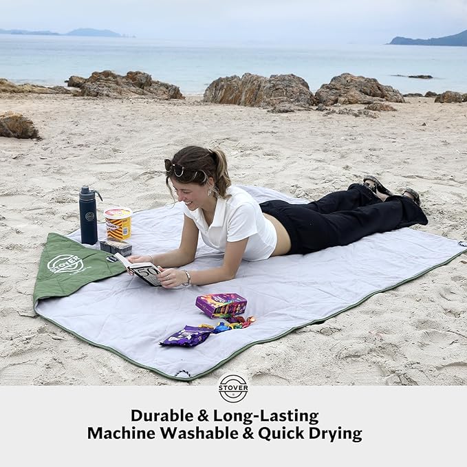 STOVER Outdoor Waterproof Fleece Travel Blanket for Camping, Picnics, Stadiums, Sports, The Beach