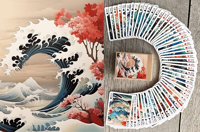 Roaring Waves and Majestic Beasts Playing Cards (Poker Deck 54 Cards All Different) Great Wave