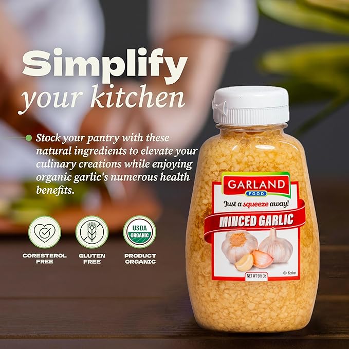 Garland Food Squeezable Minced Garlic in Water 9.5 oz ??Made in the USA - Garlic Minced Squeeze