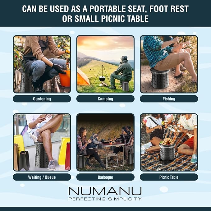 NUMANU 2025 Upgraded 19.7" XXL Collapsible Stool, 1000lbs Max Weight, Wider & Taller Pop Up Seat